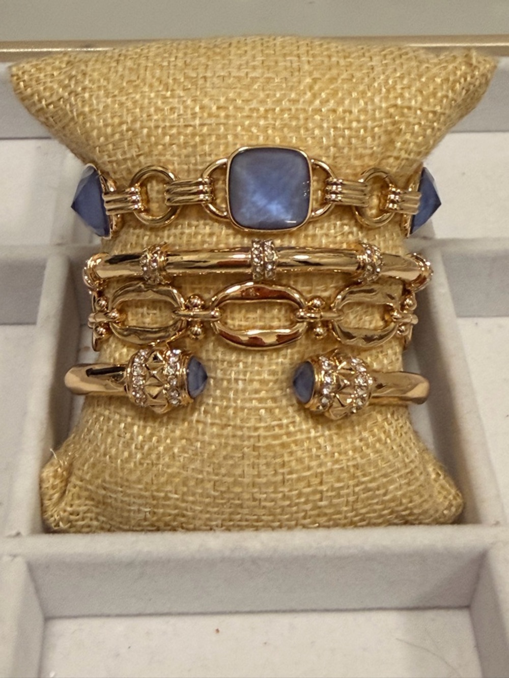 BOMB PARTY NWOT! Gold-Tone Bracelet Stack with Lavender Stones - Picture 3 of 5
